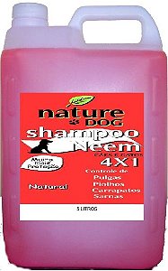 SHAMPOO ANTIPULGAS PARA CÃES E GATOS NATURE DOG – (4X1) PULGAS, CARRAPATOS, SARNAS E PIOLHOS 5 LITROS