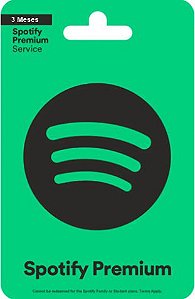 Spotify Premium - Cartão 3 Meses - R$50