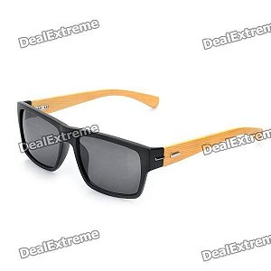 Templo de bambu elegantes UV 400 óculos de proteção - preto + madeira