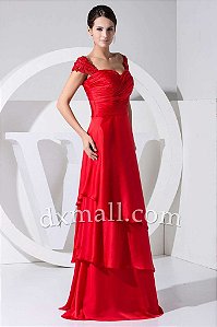 Empire Evening Dresses Sweetheart Sweep/Brush Train Taffeta Red