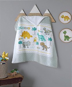 TOALHA BANHO VELOUR ESTAMPADO COM CAPUZ - LITTLE DINO