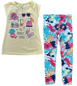 Conjunto Infantil Estampado Manga Curta Barbie Tam 4 a 10