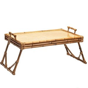 Bandeja de café da manhã  de bambu natural