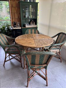 Conjunto de mesa com em bambu natural com 4 cadeiras