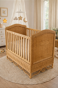 Berço de rattan natural