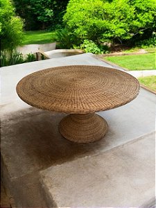 Mesa de jantar redonda de junco natural 1,80M