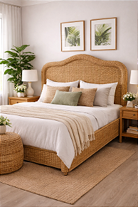 Cama King em junco natural