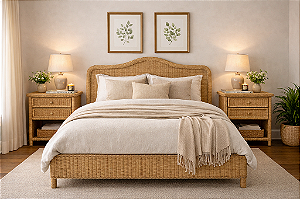 Cama King em junco natural