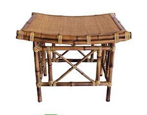 Banqueta de bambu e junco natural para suporte de cama