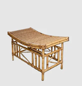 Banqueta de bambu e junco natural para suporte de cama