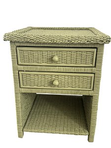 MESA DE CABECEIRA DE JUNCO  COLORIDO VERDE MUSGO 70X55X55cm