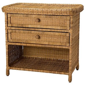 Mesa de cabeceira de junco natural 70x45x70h