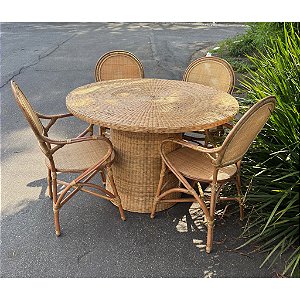 Mesa de jantar redonda de junco natural 1,20M