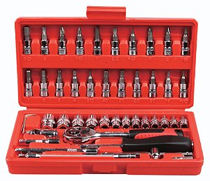 JOGO DE SOQUETES E PONTEIRAS 1/4 (46 PCS) - NOLL