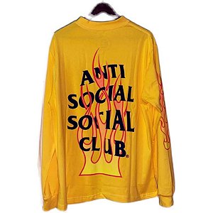 Camiseta Manga Comprida Anti Social Social Club 20SS Fire Logo Amarela