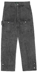 Calça Jeans Cargo Baggy Cinza Escuro XX Studio