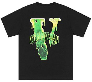 Camiseta Vlone Preta x Never Broke Again Green Logo