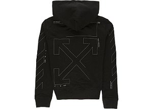 Moletom Off-White Preto Diag Unfinished Slim