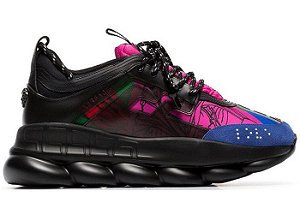 Versace Chain Reaction Preto "Black Multi-Color" Camurça