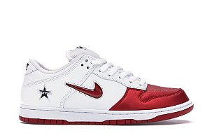 Nike SB Dunk Low Supreme Jewel Swoosh Branco/Vermelho