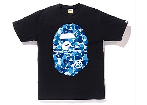 Camiseta Preta Bape ABC Logo Azul