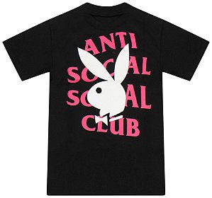 Camiseta Anti Social Social Club x Playboy Remix Preta