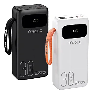 Power Bank Carregador Portátil Turbo Bateria 30.000mah Cor Branco