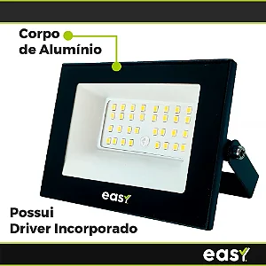 Kit 5 Refletor Led 50w Bivolt Branco Frio - Easy Cor da carcaça Preto Cor da luz Branco-frio 110V/220V