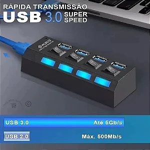 Porta/filtro De Linha Usb 3.0 E 4 Portas Com Chave Seletiva