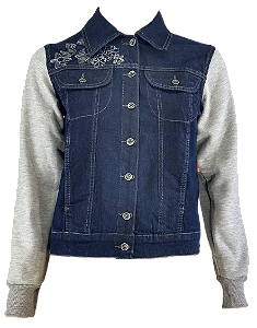 6524 JAQUETA JEANS LYC DONNA BORDADA - MANGA MOLETON