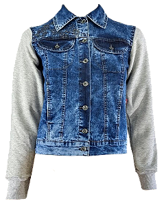 6524 JAQUETA JEANS LYC DONNA BORDADA - MANGA MOLETON