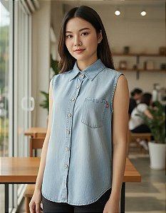 6807 Camisete Sem Manga Posh Delavê