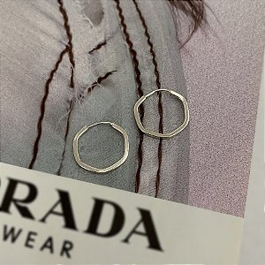 Argola Hexagonal 16mm Prata 925