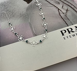 Pulseira Trevo e Corações Prata 925
