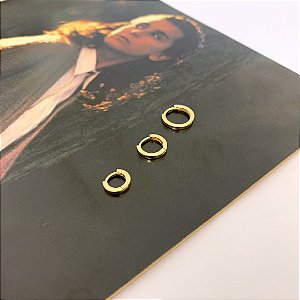 Trio Argola Articulada Quadrada Lisa Folheada a Ouro