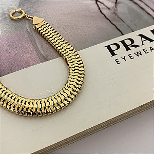 Pulseira de Malha Lacraia com Alongador Folheado a Ouro