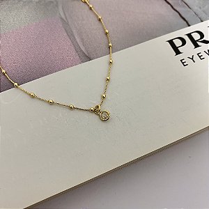 Pulseira Infantil Veneziana com Bolinhas e Ponto de Luz Folheada a Ouro 18K