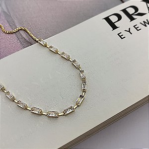 Pulseira Riviera Ajustável com Fecho Gravata Folheada a Ouro 18K