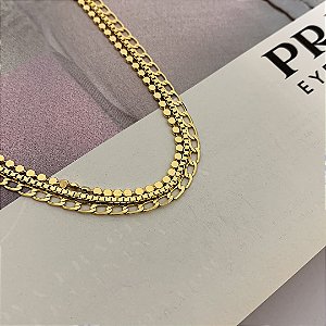 Pulseira Corrente Tripla Folheada a Ouro
