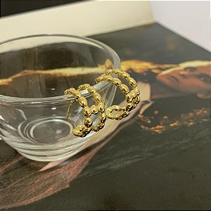 Argola Bolinhas Folheada a Ouro