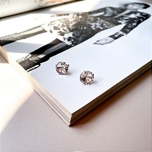 Brinco Ponto de Luz com Pedra de Strass em Aço Inox CRISTAL