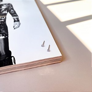 Brinco Ponto de Luz de Zircônia 3mm em Aço Inox
