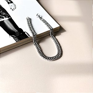 Pulseira Masculina Elo Duplo em Aço Inox