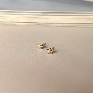 Brinco Estrela Cravejada com Microzircônias Folheada a Ouro