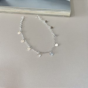 Pulseira com Corações Lisos em Prata 925