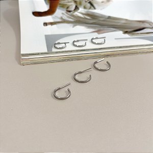 Trio Argolinha com Fio Quadrado em Aço Inox