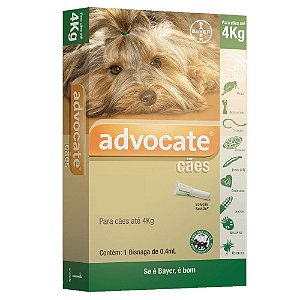 Advocate para Cães até 4kg Antipulgas e Carrapatos 0,4ml