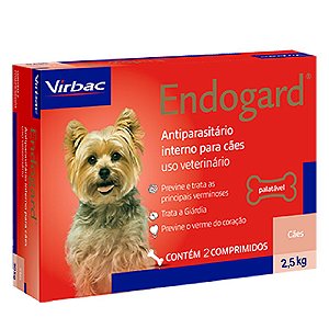 Vermífugo Endogard Cães Até 2,5kg - 2 Comprimidos - Virbac