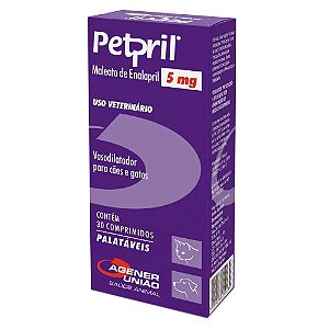 Vasodilatador Petpril 5mg Cães e Gatos 30 comprimidos - Agener