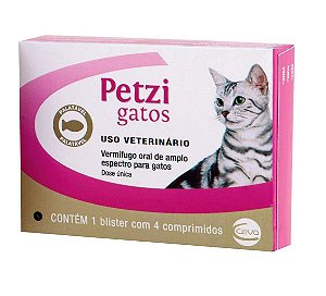 Vermífugo Petzi Gatos 4kg 4 Comprimidos - Ceva